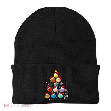 Funny Solar System Space Planets Tree Christmas Pajama Xmas Beanie