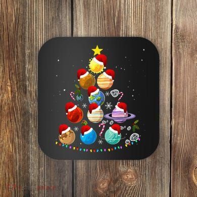 Funny Solar System Space Planets Tree Christmas Pajama Xmas Coaster