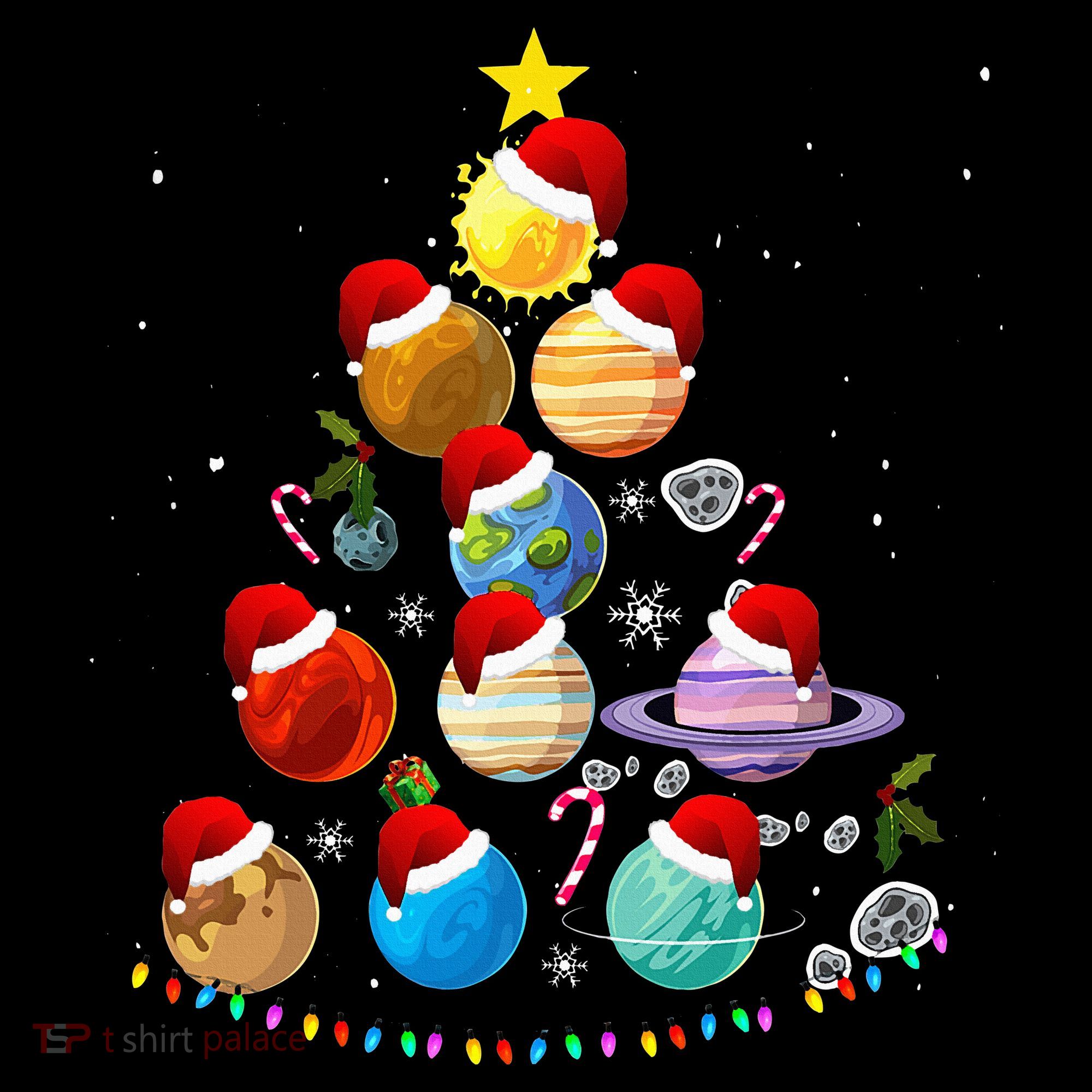 Funny Solar System Space Planets Tree Christmas Pajama Xmas Mesh Reversible Basketball Jersey Tank