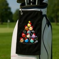 Funny Solar System Space Planets Tree Christmas Pajama Xmas Golf Towel thumb 2