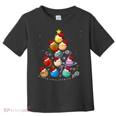 Funny Solar System Space Planets Tree Christmas Pajama Xmas Toddler T-Shirt