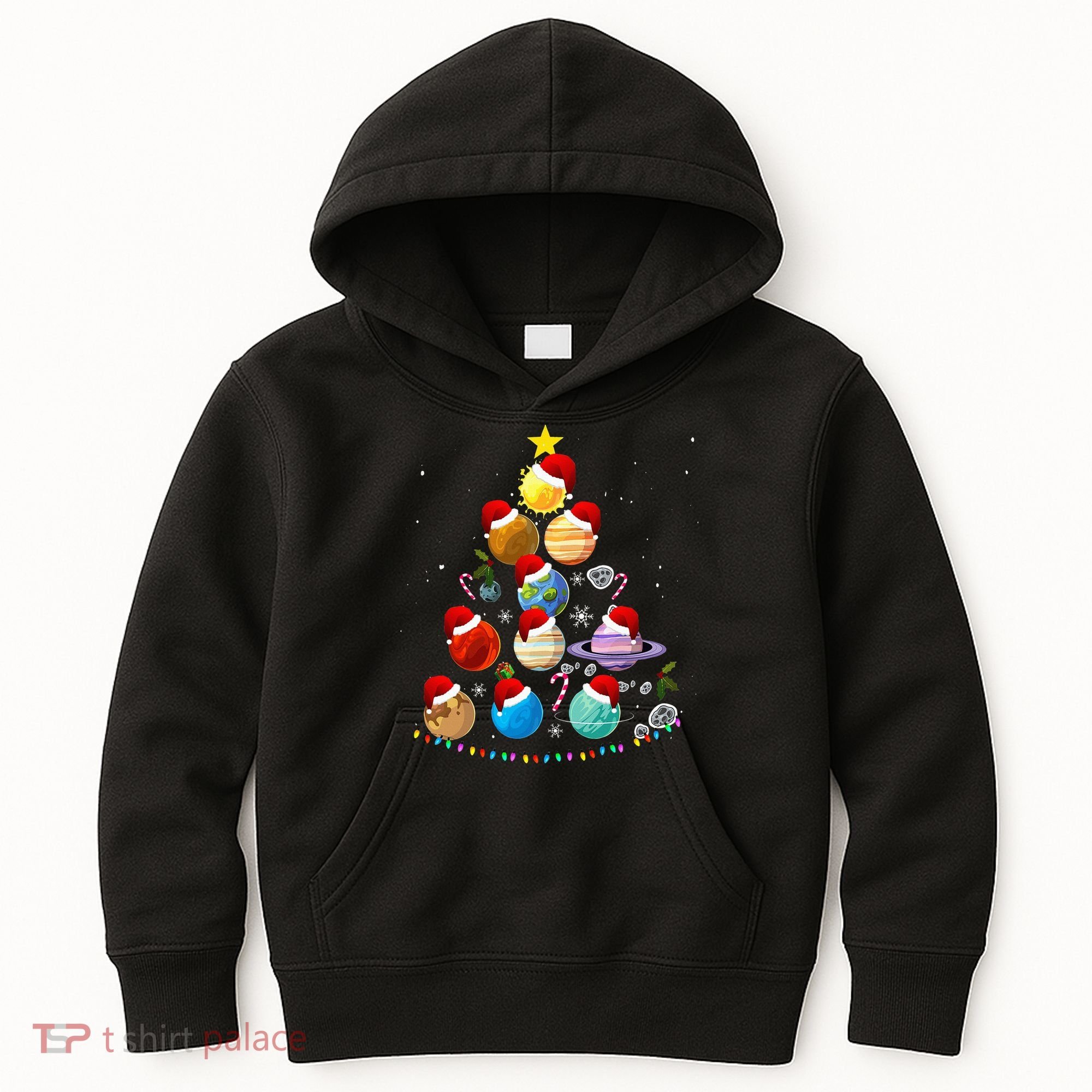 Funny Solar System Space Planets Tree Christmas Pajama Xmas Kids Hoodie
