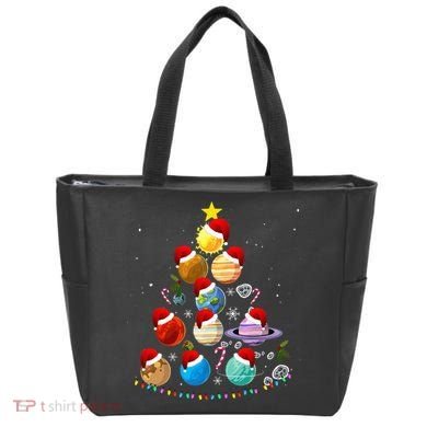 Funny Solar System Space Planets Tree Christmas Pajama Xmas Tote Bag
