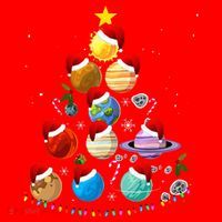 Funny Solar System Space Planets Tree Christmas Pajama Xmas Santa Hat thumb 1