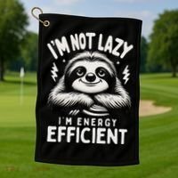 Funny Sloth Stuff IM Not Lazy Energy Efficient Nap Lovers Golf Towel thumb 1