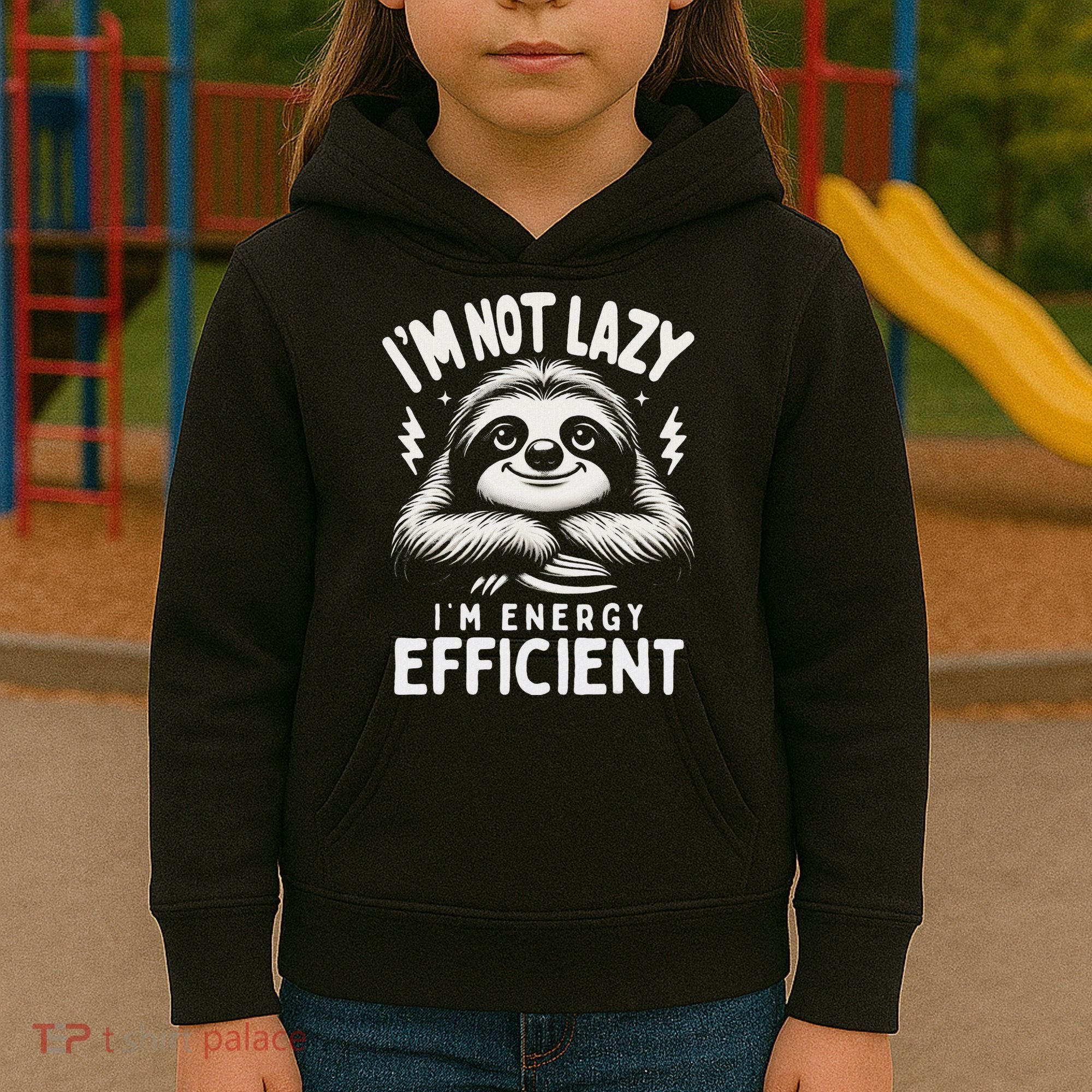 Funny Sloth Stuff IM Not Lazy Energy Efficient Nap Lovers Kids Hoodie