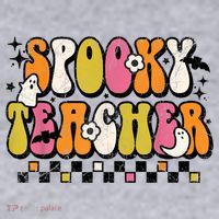 Funny Spooky Season Retro Spooky Teacher Halloween Costume Women's Sweatshirt thumb 2