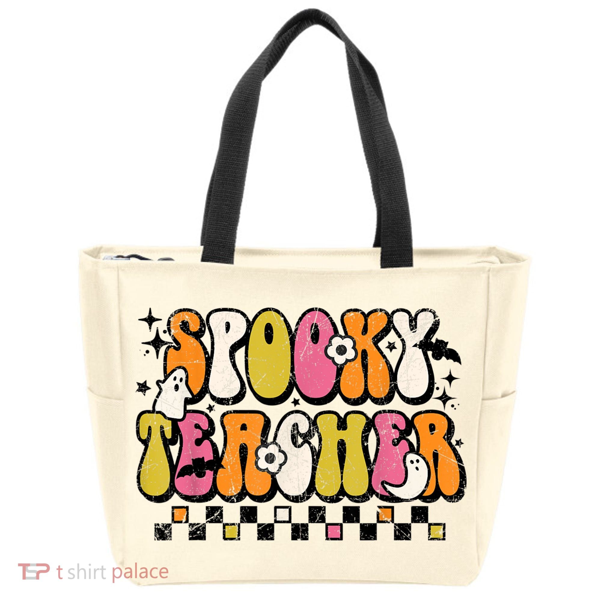 Funny Spooky Season Retro Spooky Teacher Halloween Costume Tote Bag