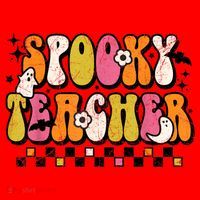 Funny Spooky Season Retro Spooky Teacher Halloween Costume Santa Hat thumb 1
