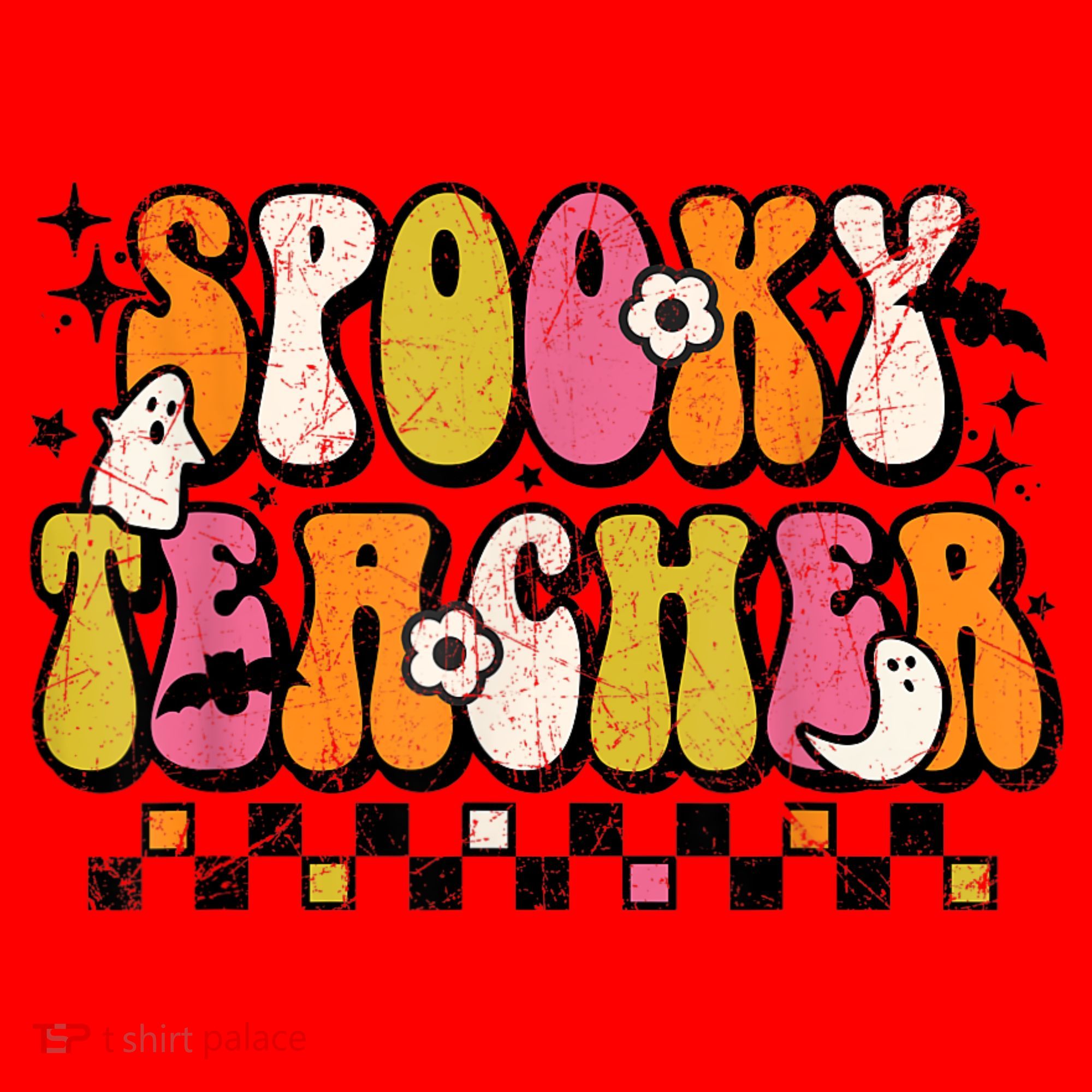 Funny Spooky Season Retro Spooky Teacher Halloween Costume Santa Hat