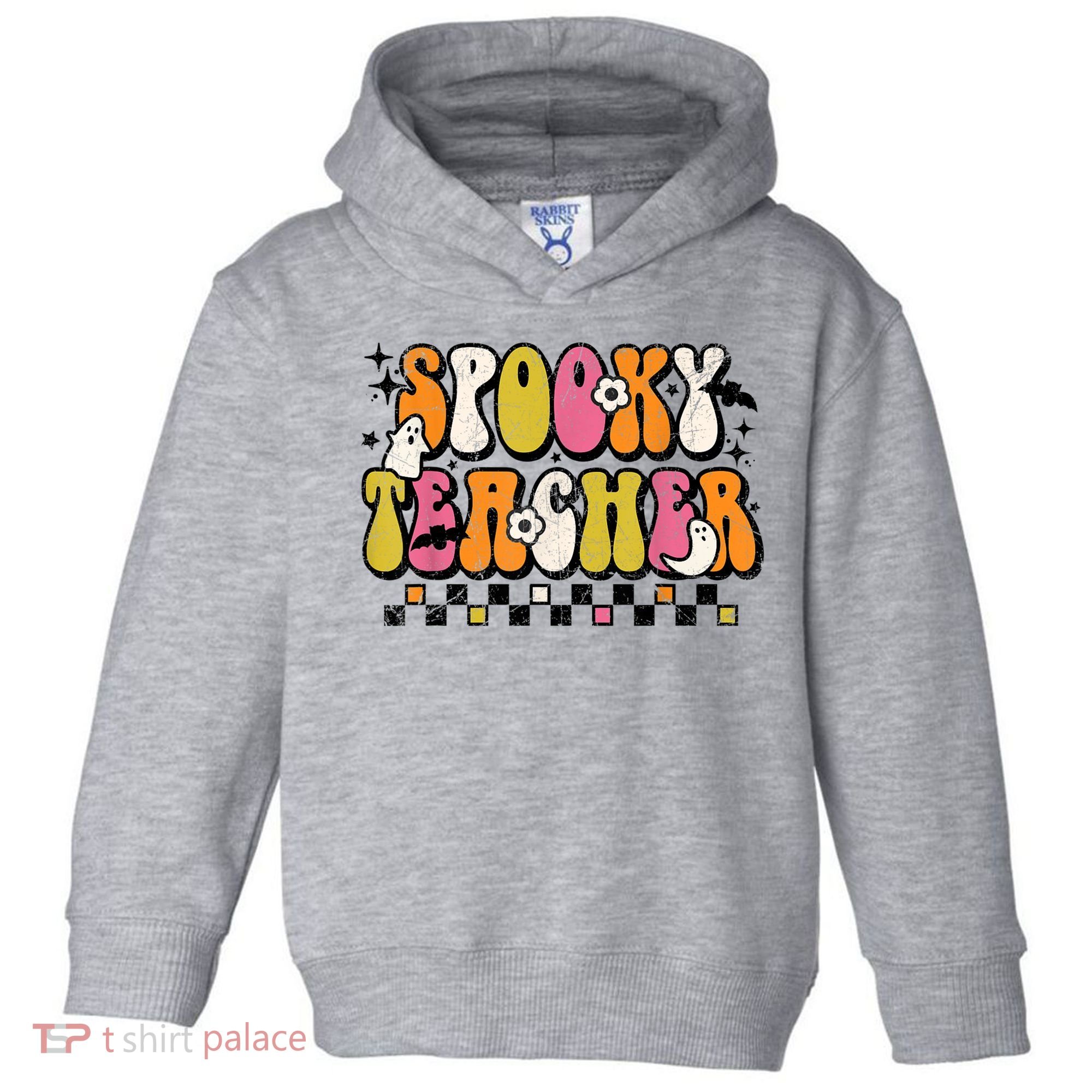 Funny Spooky Season Retro Spooky Teacher Halloween Costume Toddler Hoodie