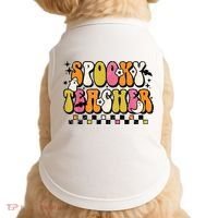 Funny Spooky Season Retro Spooky Teacher Halloween Costume Doggie Tank thumb 0