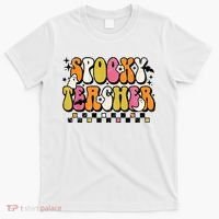 Funny Spooky Season Retro Spooky Teacher Halloween Costume T-Shirt thumb 0