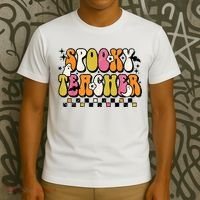 Funny Spooky Season Retro Spooky Teacher Halloween Costume T-Shirt thumb 3