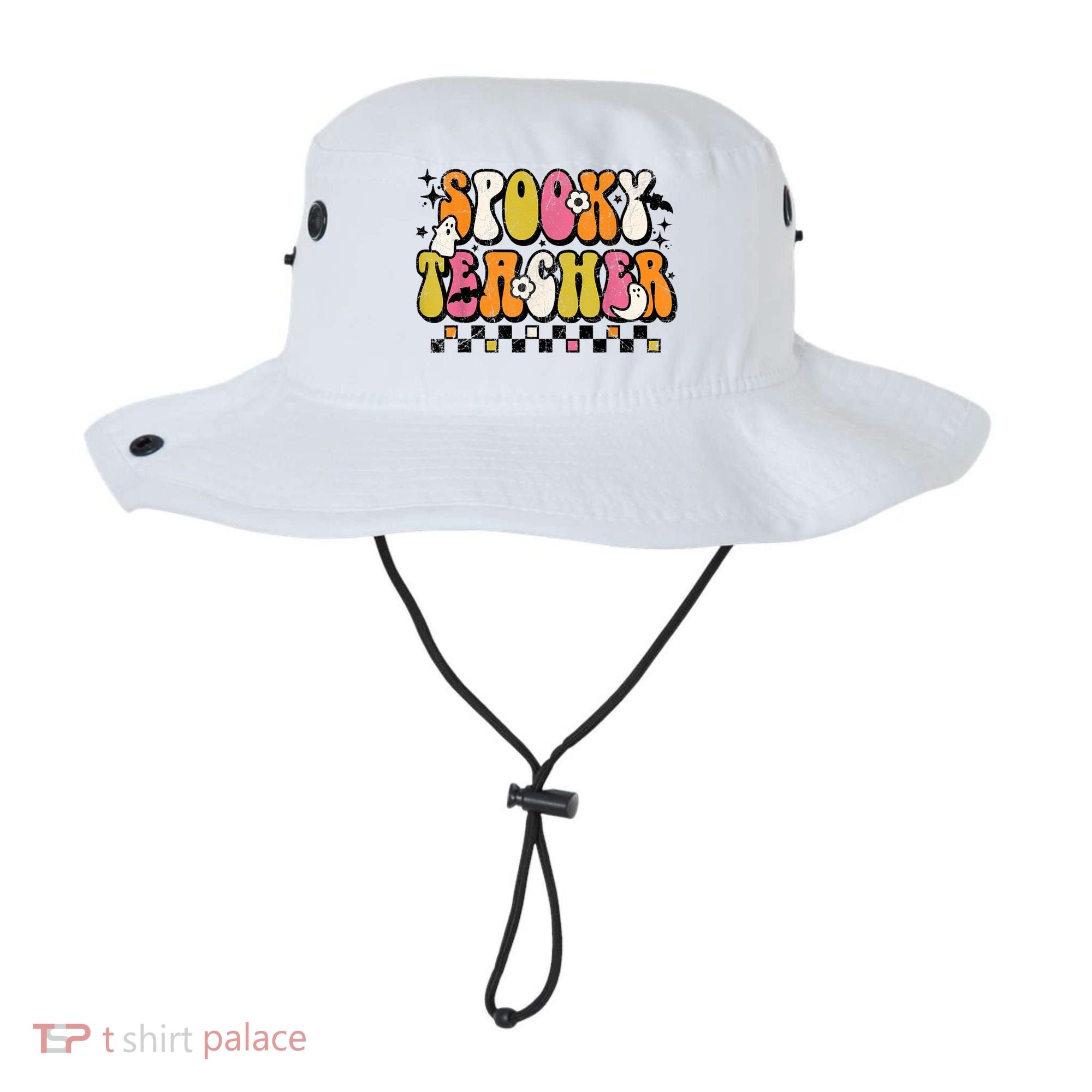Funny Spooky Season Retro Spooky Teacher Halloween Costume Bucket Hat