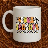 Funny Spooky Season Retro Spooky Teacher Halloween Costume Coffee Mug thumb 2