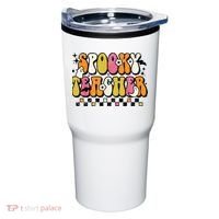 Funny Spooky Season Retro Spooky Teacher Halloween Costume Tumbler thumb 0