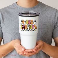 Funny Spooky Season Retro Spooky Teacher Halloween Costume Tumbler thumb 2