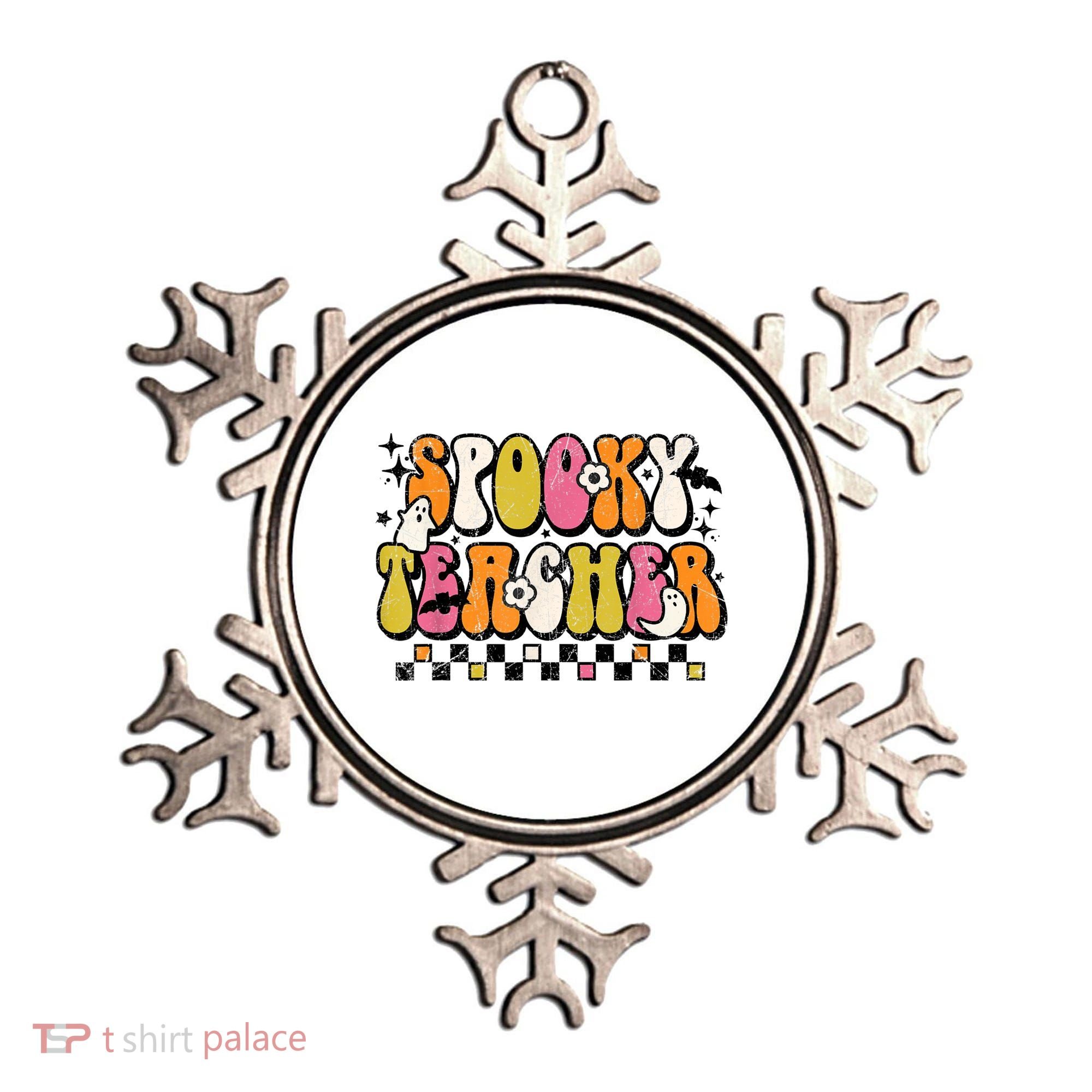 Funny Spooky Season Retro Spooky Teacher Halloween Costume Ornament