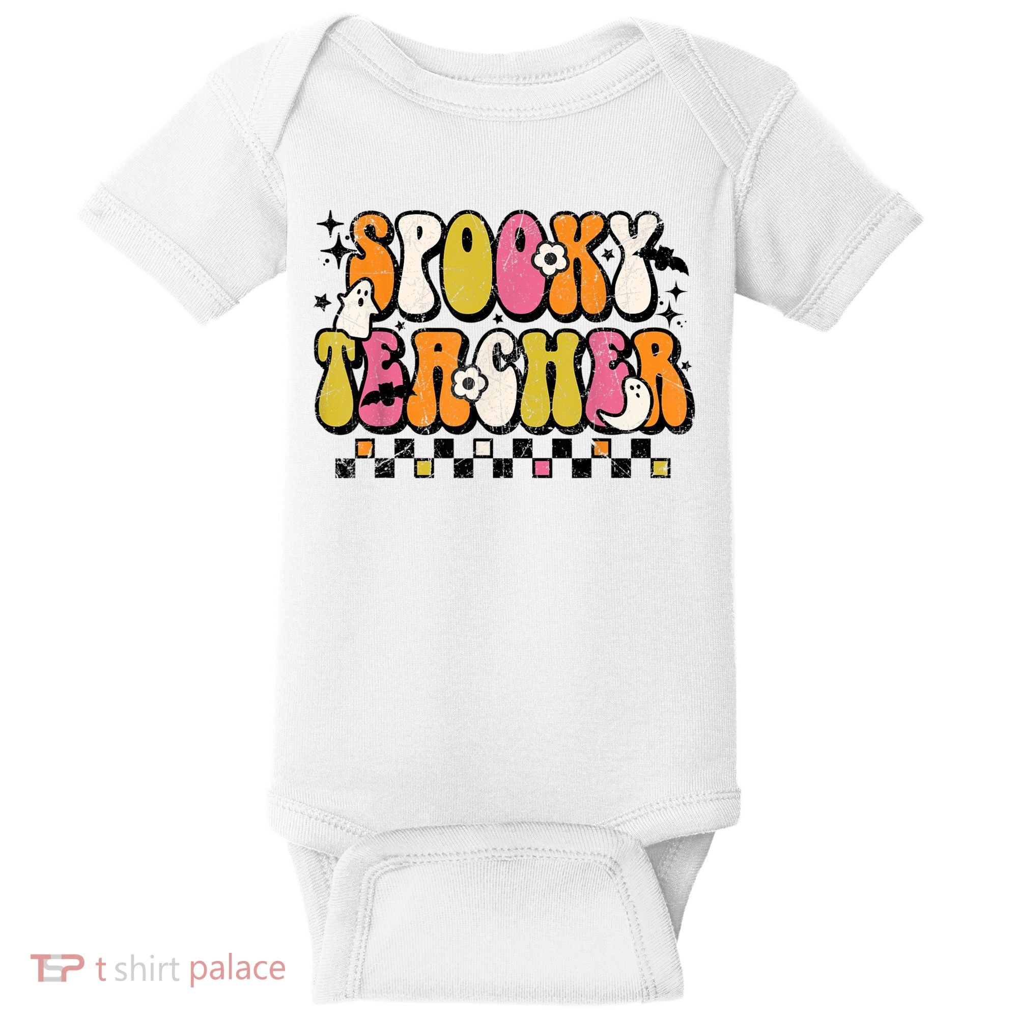 Funny Spooky Season Retro Spooky Teacher Halloween Costume Baby Bodysuit