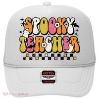 Funny Spooky Season Retro Spooky Teacher Halloween Costume Hat thumb 0