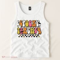 Funny Spooky Season Retro Spooky Teacher Halloween Costume Tank Top thumb 2