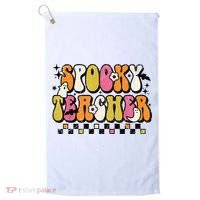 Funny Spooky Season Retro Spooky Teacher Halloween Costume Golf Towel thumb 0