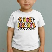 Funny Spooky Season Retro Spooky Teacher Halloween Costume Toddler T-Shirt thumb 2