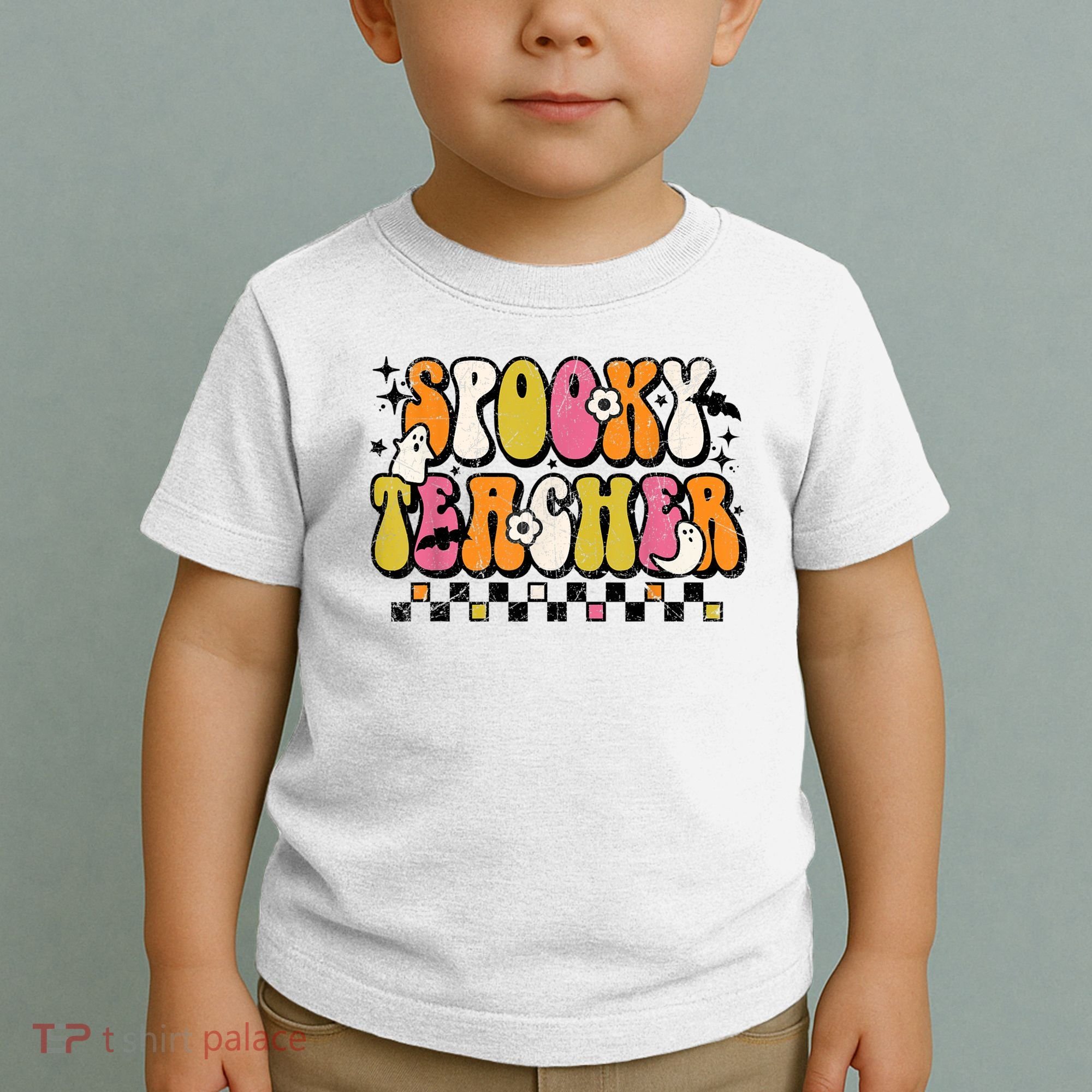 Funny Spooky Season Retro Spooky Teacher Halloween Costume Toddler T-Shirt