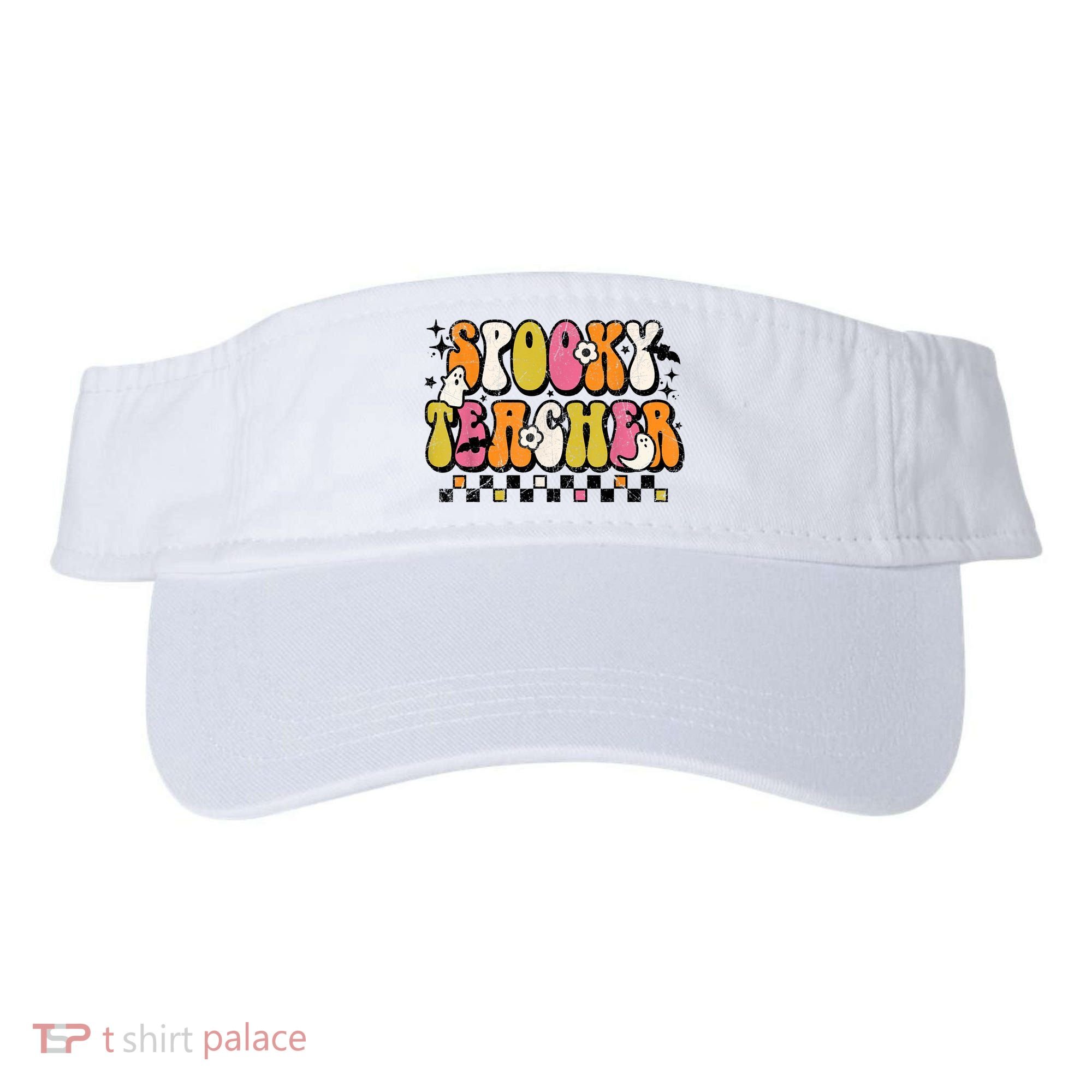 Funny Spooky Season Retro Spooky Teacher Halloween Costume Visor