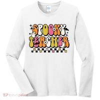 Funny Spooky Season Retro Spooky Teacher Halloween Costume Women's Long Sleeve Shirt thumb 0