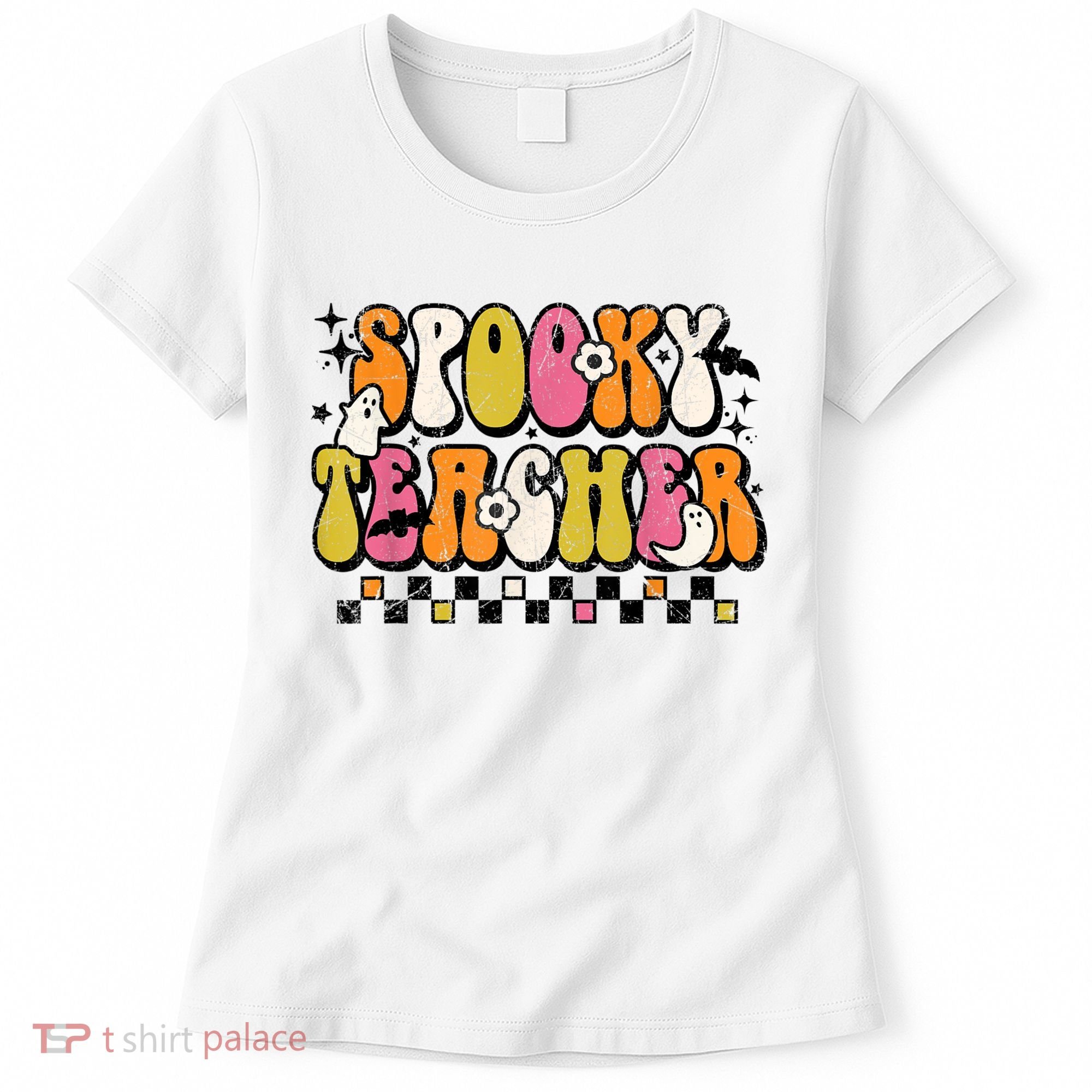 Funny Spooky Season Retro Spooky Teacher Halloween Costume Women's T-Shirt