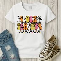 Funny Spooky Season Retro Spooky Teacher Halloween Costume Women's T-Shirt thumb 3