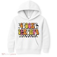 Funny Spooky Season Retro Spooky Teacher Halloween Costume Kids Hoodie thumb 0