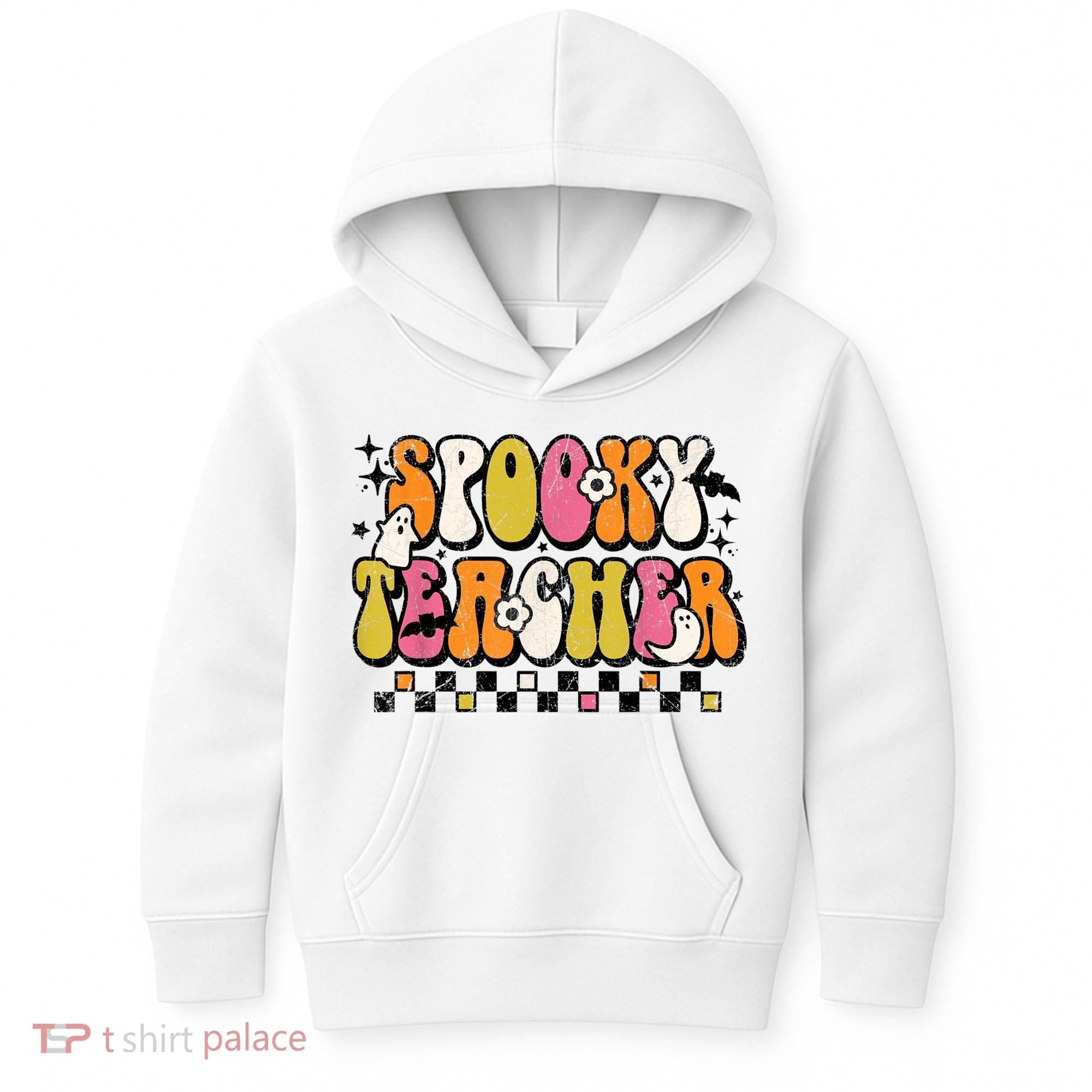 Funny Spooky Season Retro Spooky Teacher Halloween Costume Kids Hoodie