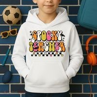 Funny Spooky Season Retro Spooky Teacher Halloween Costume Kids Hoodie thumb 2