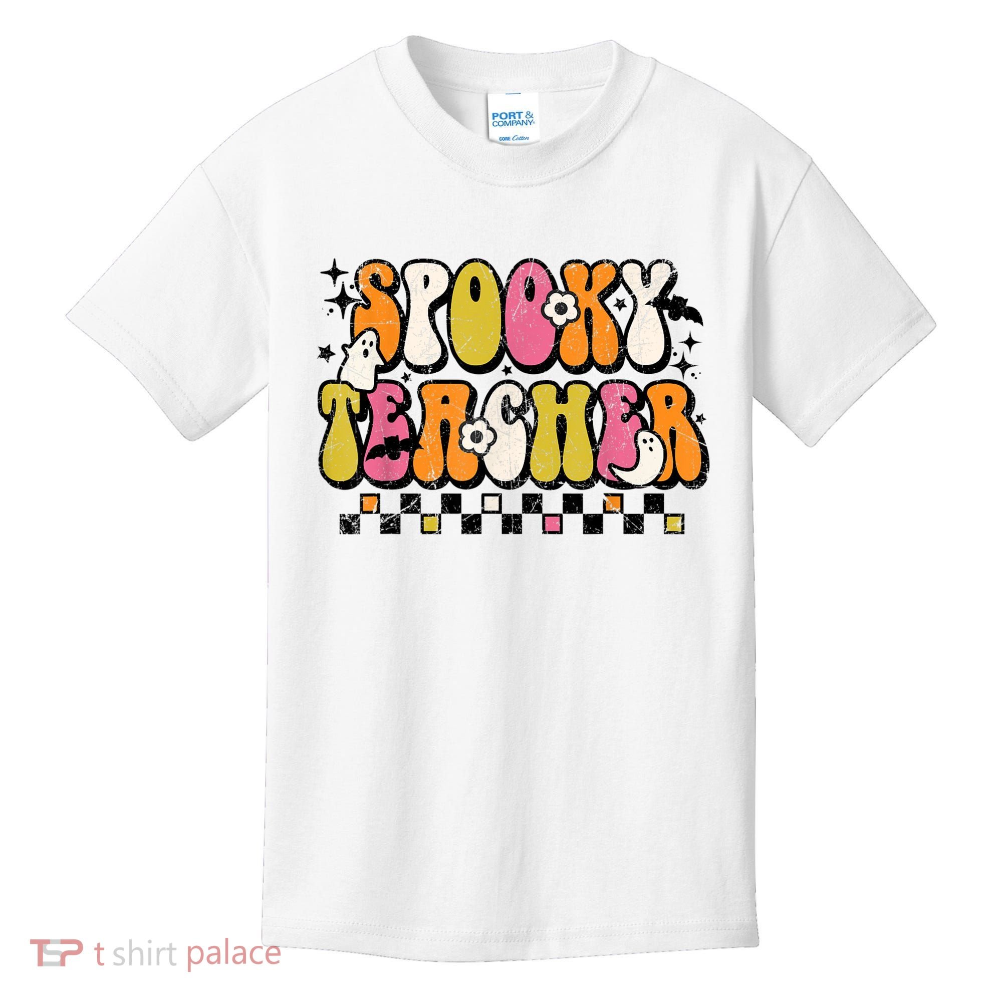 Funny Spooky Season Retro Spooky Teacher Halloween Costume Kids T-Shirt