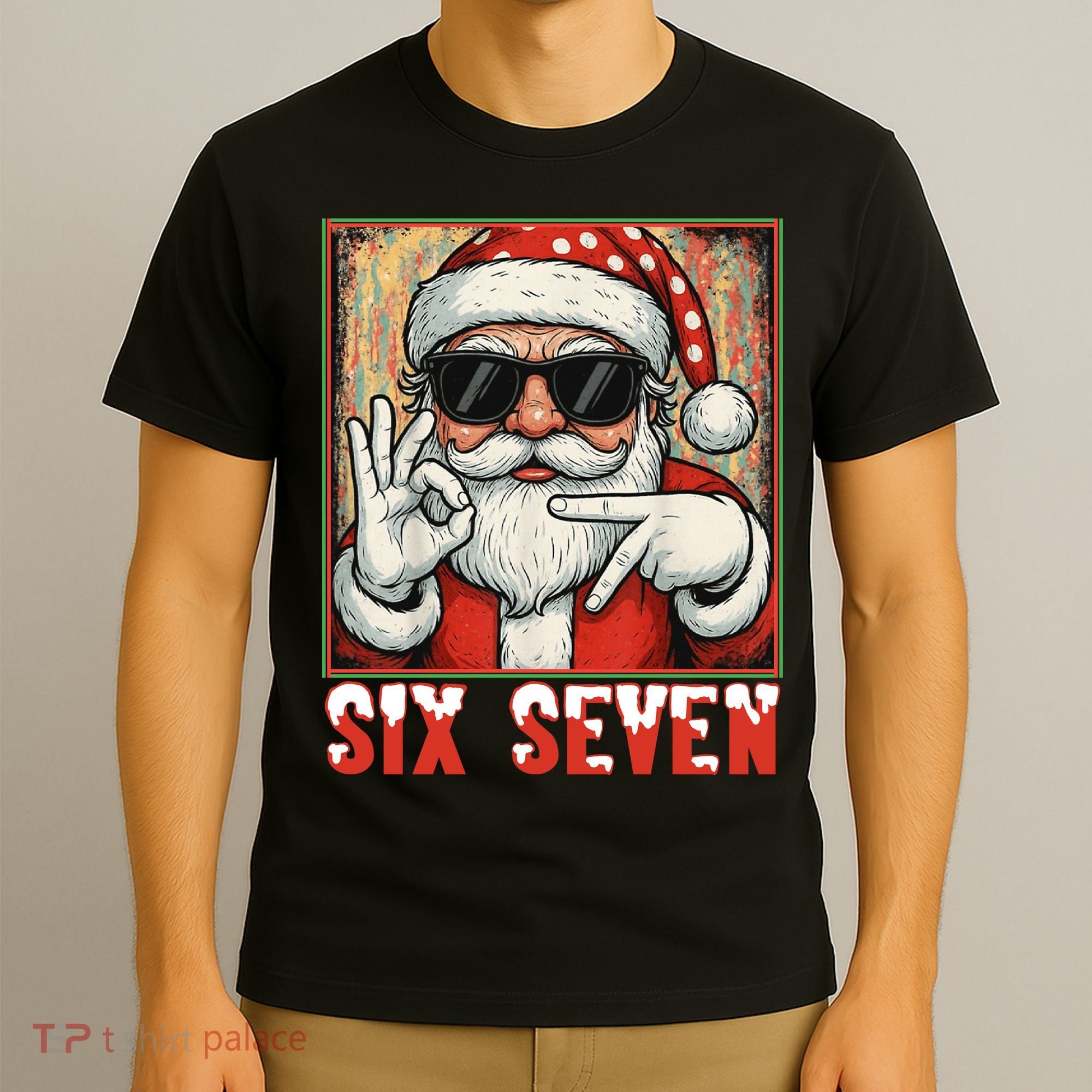 Funny Six Seven Meme Christmas Cool Santa Saying  T-Shirt