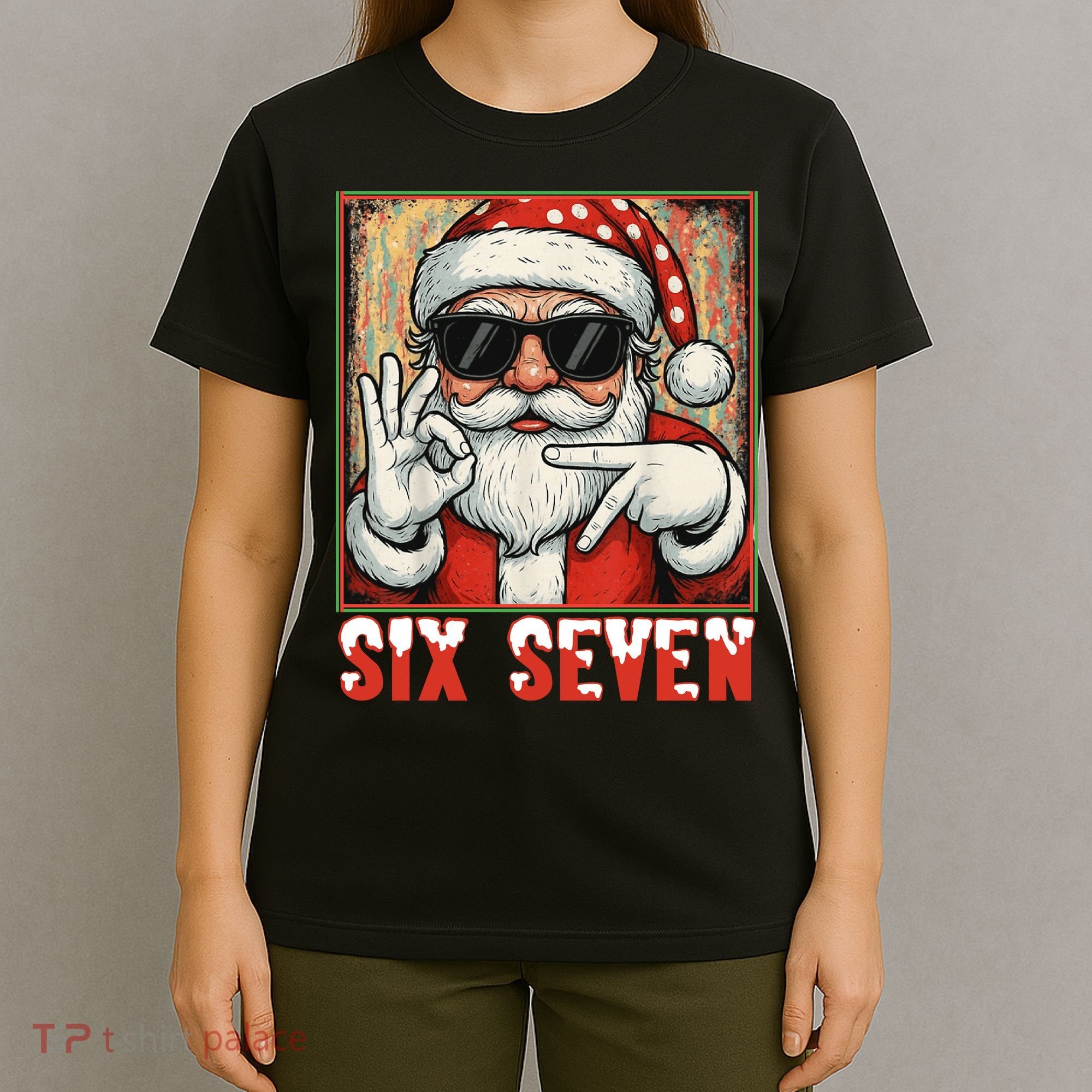 Funny Six Seven Meme Christmas Cool Santa Saying  T-Shirt