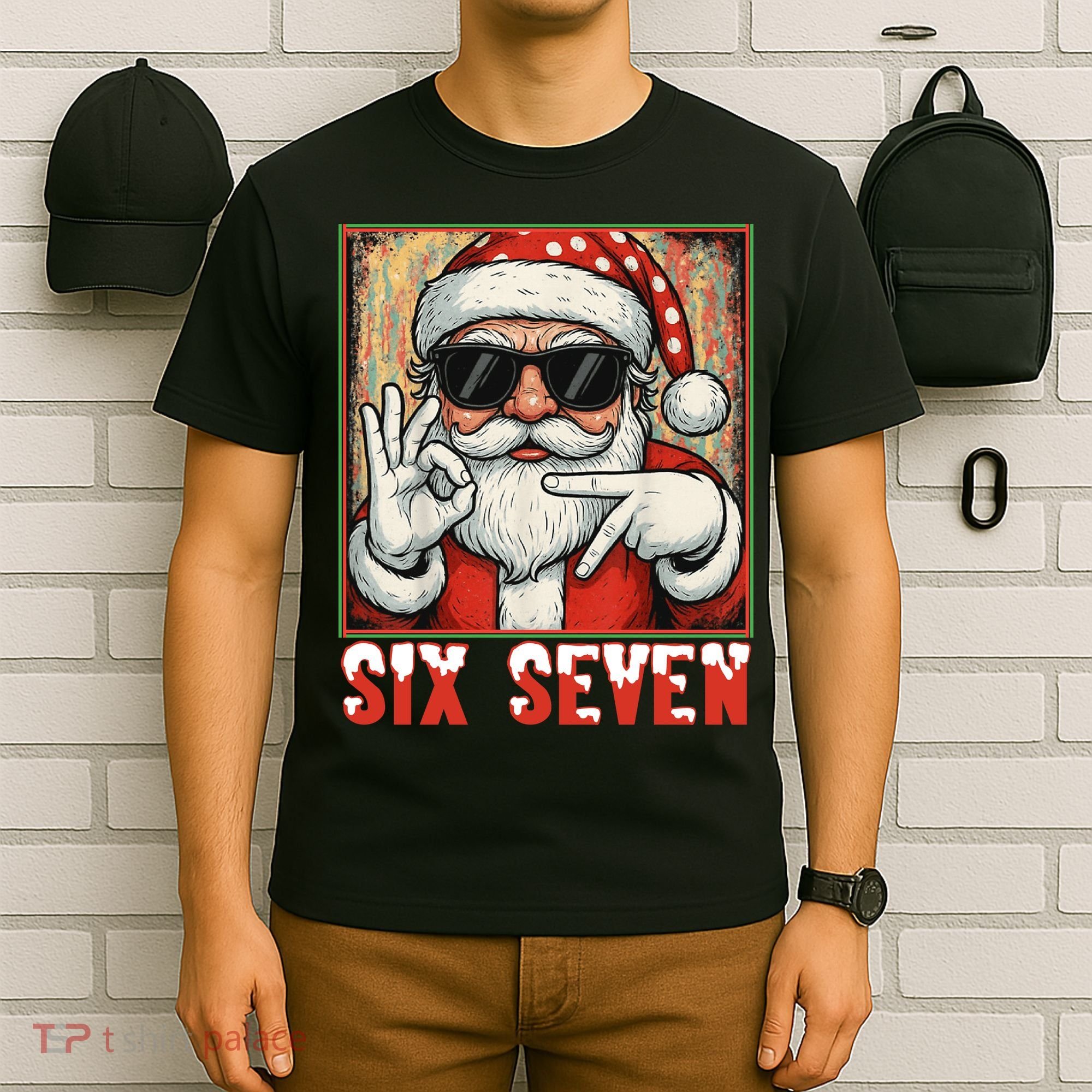 Funny Six Seven Meme Christmas Cool Santa Saying  T-Shirt