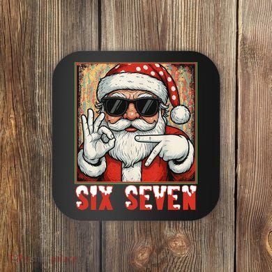 Funny Six Seven Meme Christmas Cool Santa Saying  Coaster