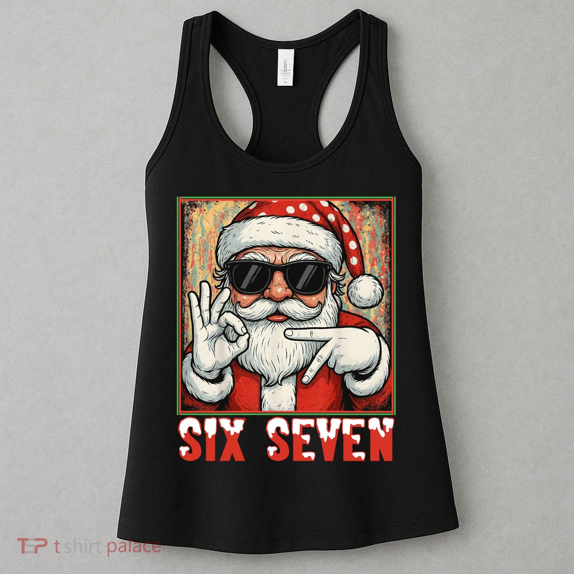 Funny Six Seven Meme Christmas Cool Santa Saying  Women's Tank Top