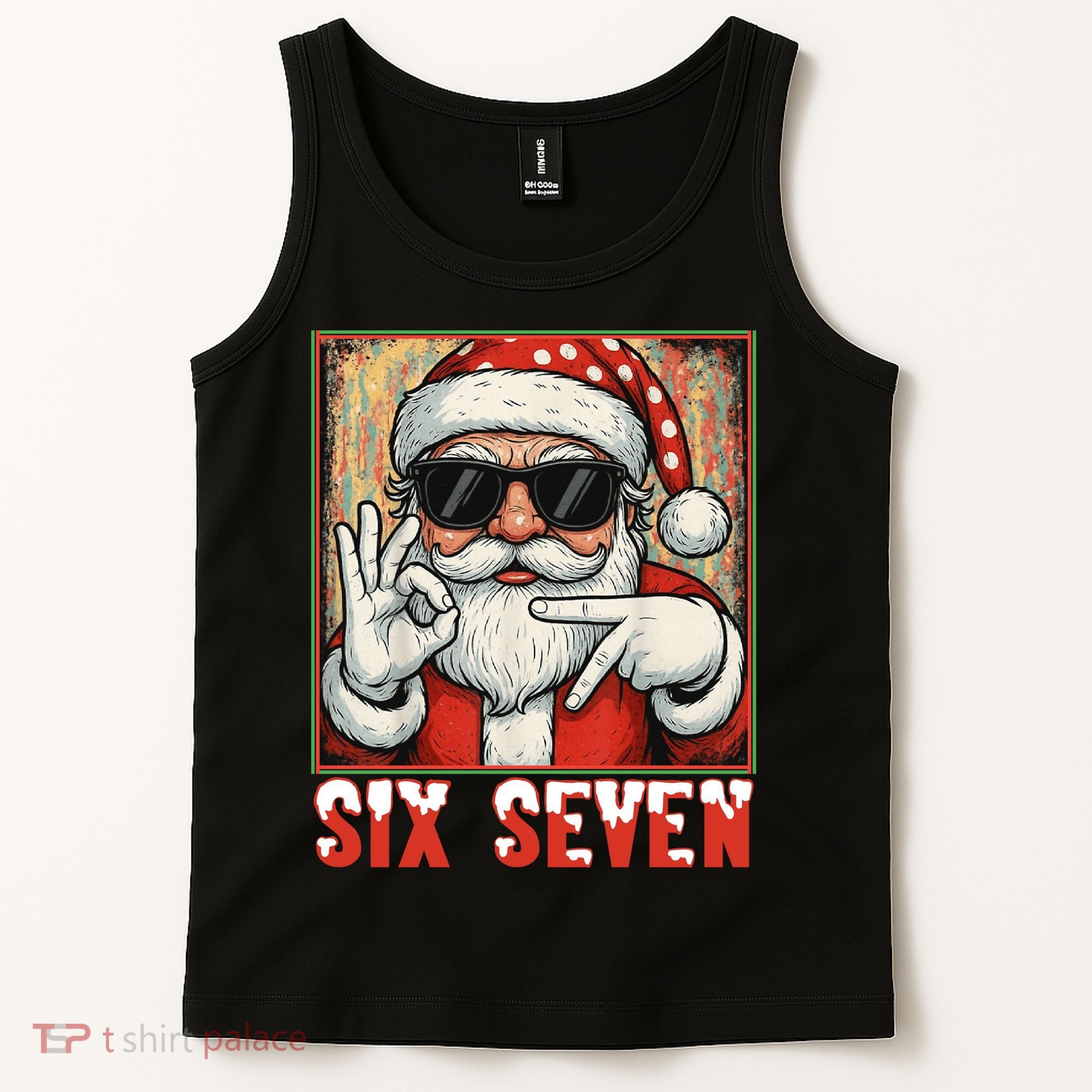 Funny Six Seven Meme Christmas Cool Santa Saying  Tank Top