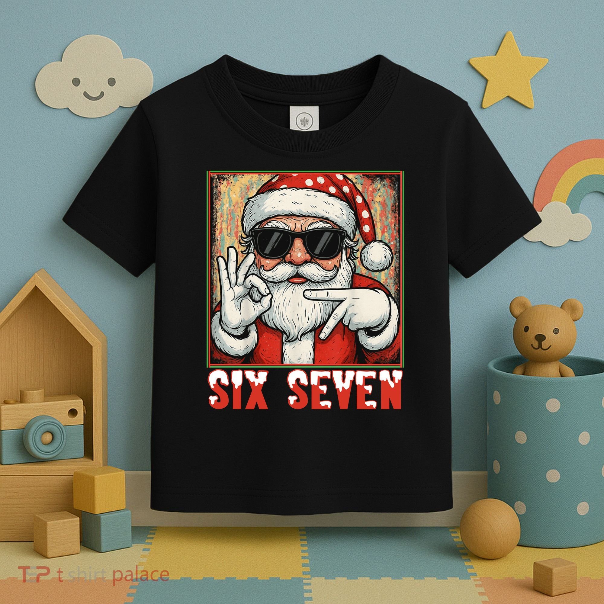 Funny Six Seven Meme Christmas Cool Santa Saying  Toddler T-Shirt