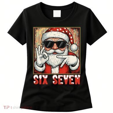 Funny Six Seven Meme Christmas Cool Santa Saying  Women's T-Shirt