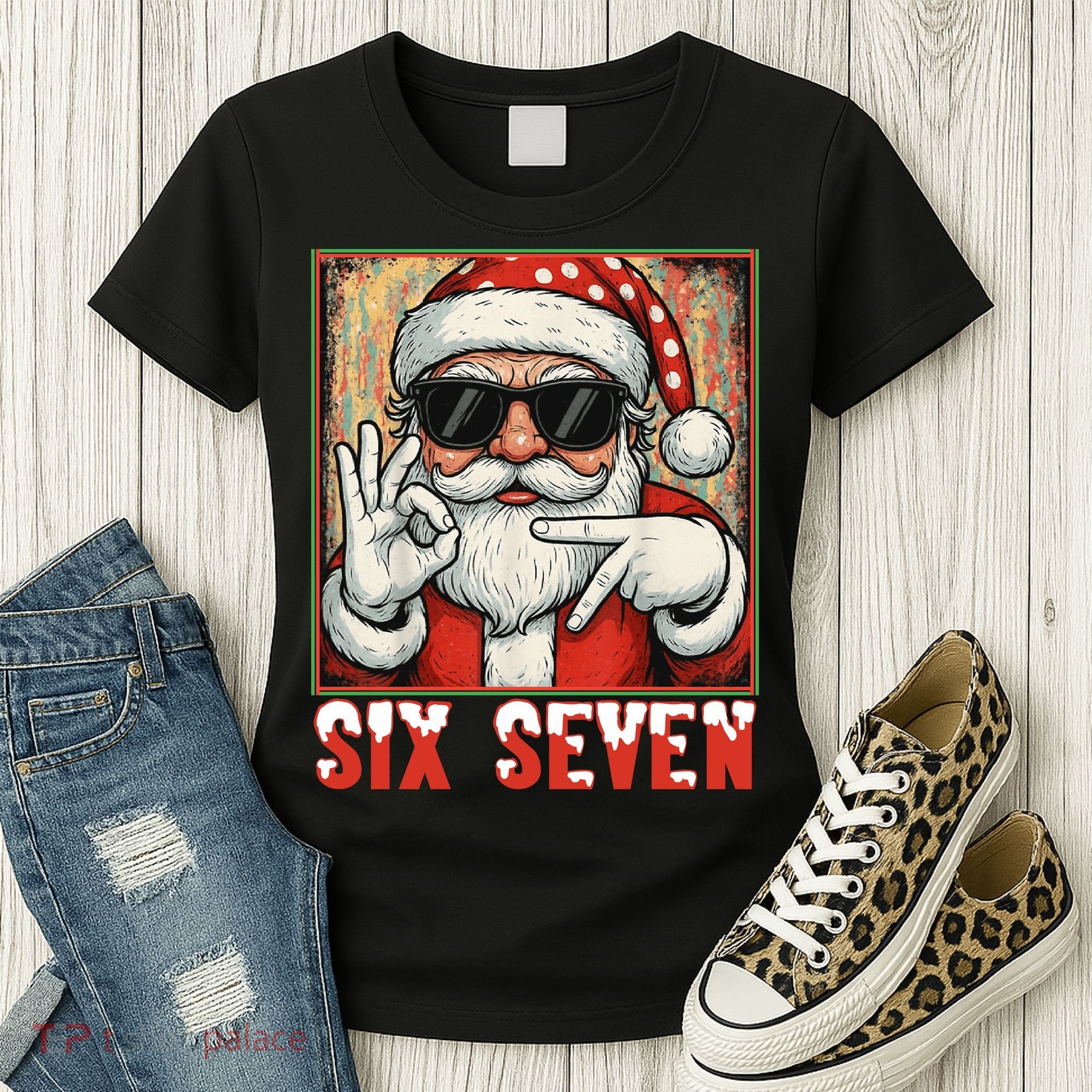 Funny Six Seven Meme Christmas Cool Santa Saying  Women's T-Shirt