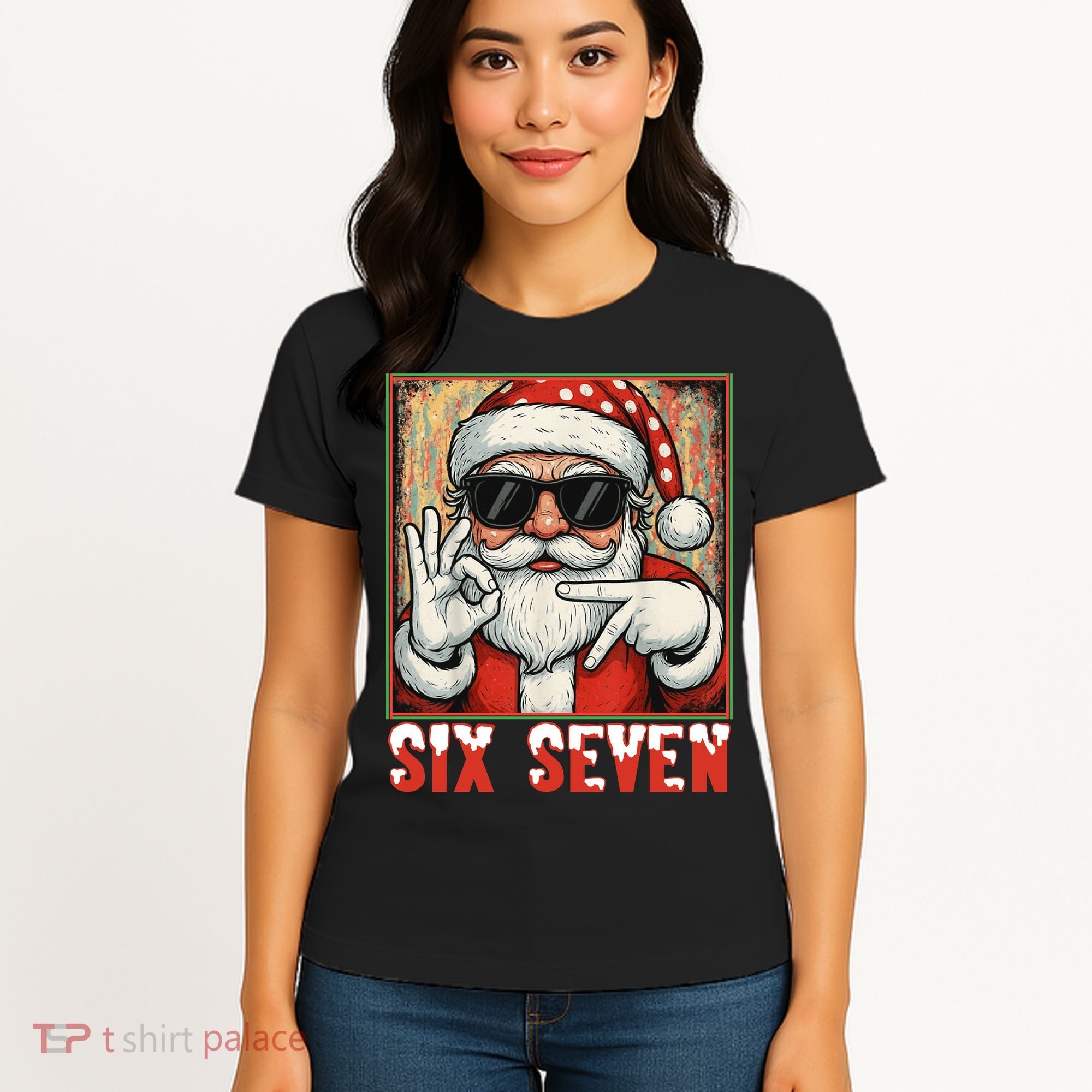 Funny Six Seven Meme Christmas Cool Santa Saying  Women's T-Shirt