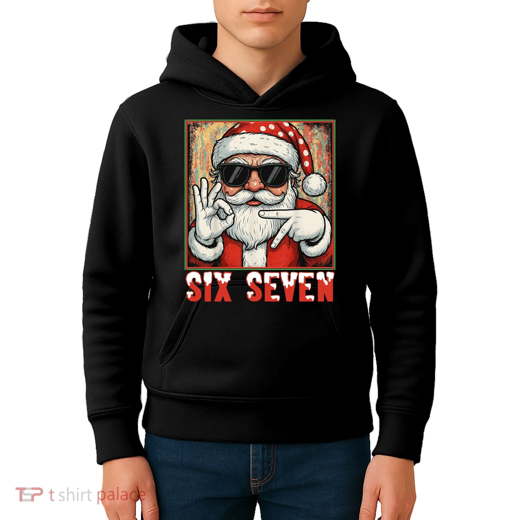 Funny Six Seven Meme Christmas Cool Santa Saying  Kids Hoodie