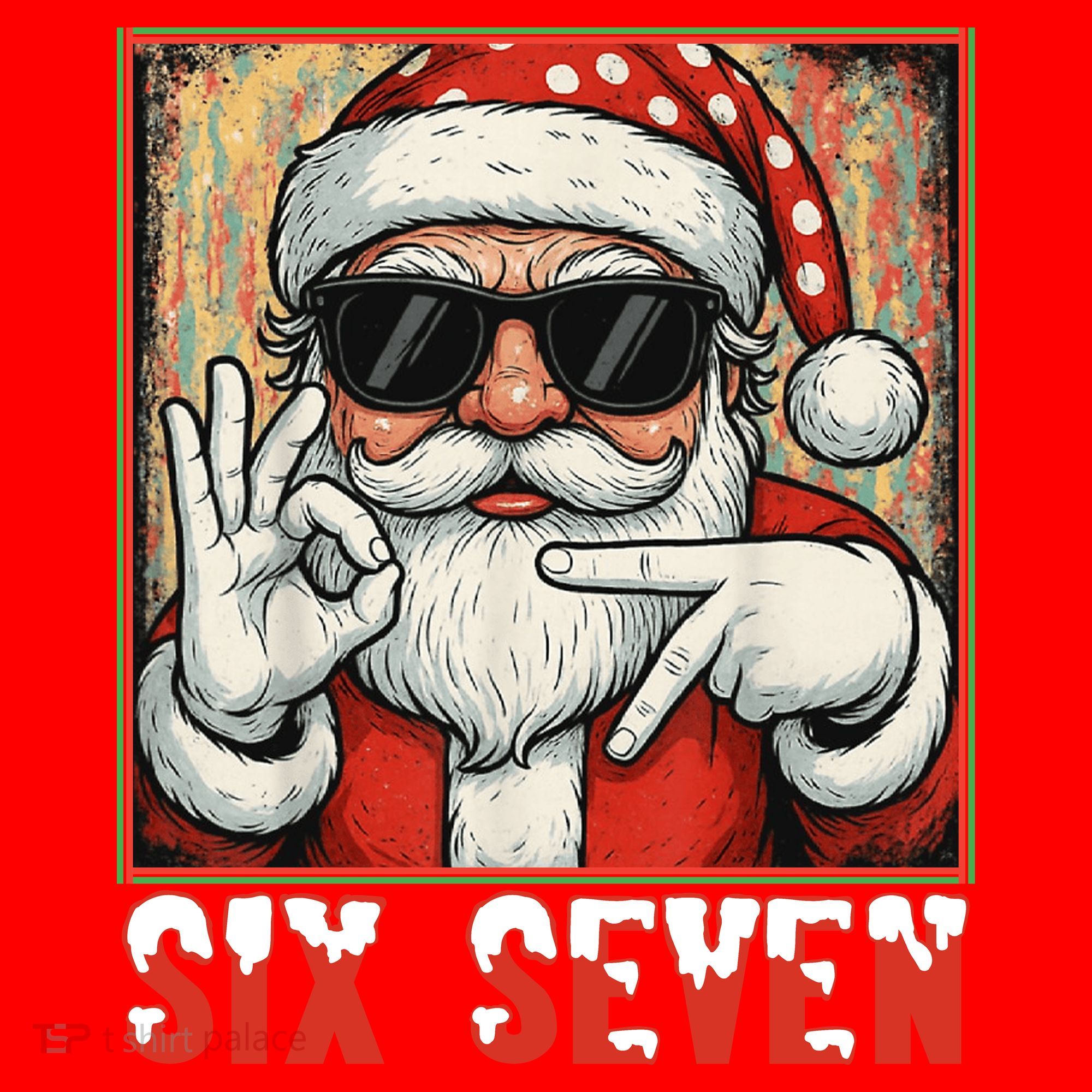 Funny Six Seven Meme Christmas Cool Santa Saying  Santa Hat