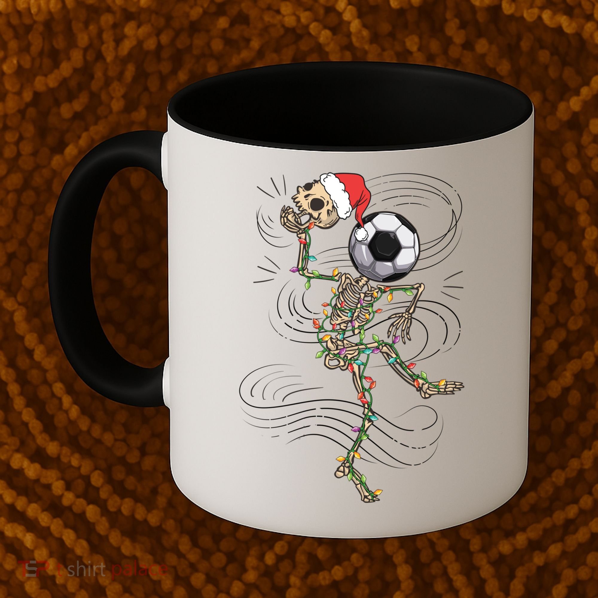 Funny Skeleton Soccer Ball Christmas Boys Xmas Gift Coffee Mug